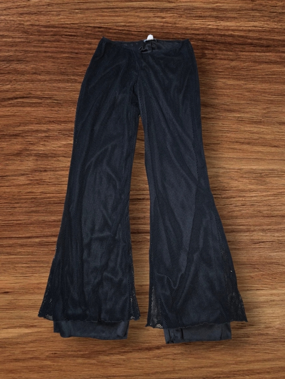 Wet Seal Vintage Ultra Low Rise Flare Black Mesh Pants